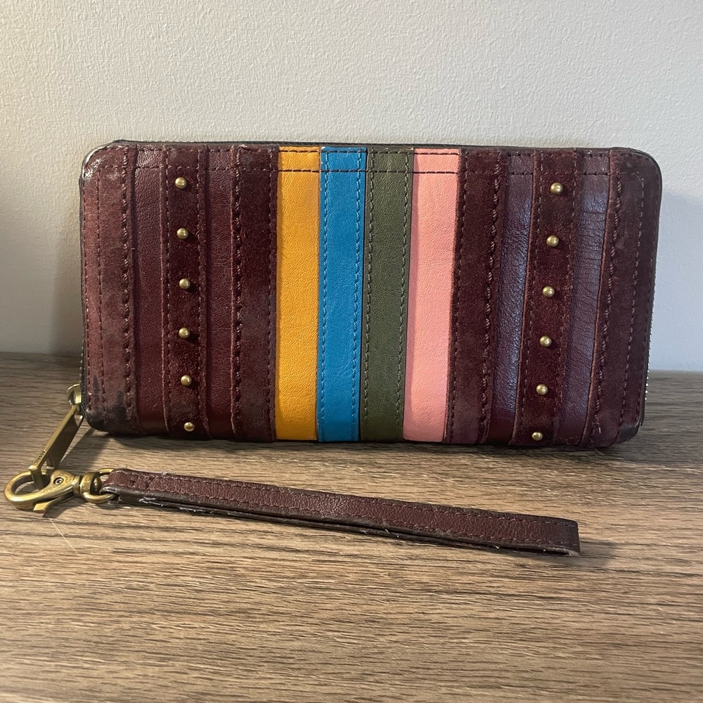 Fossil burgundy leather and suede wallet